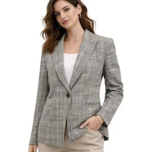Veronica Beard Gia Dickey Blazer‎ – Grey Blue Glen Plaid – Size 12 – Made in USA